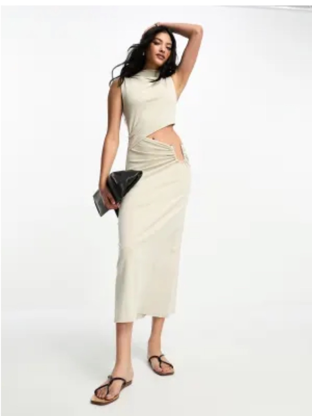 ASOS Design Sleeveless Midi Dress with cut out & hardware